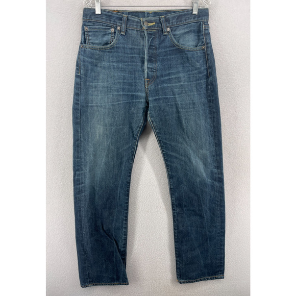 LEVIS Jeans Mens 32x32 501 Slim Fit Straight Leg Denim Wash Cotton Blue - Picture 1 of 14